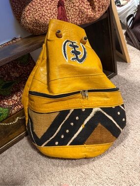 Leather Mudcloth Bag